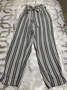 American Eagle Outfitters Wide Leg Lounge Pants Women's Size XS Gray Striped EUC - Picture 1 of 7