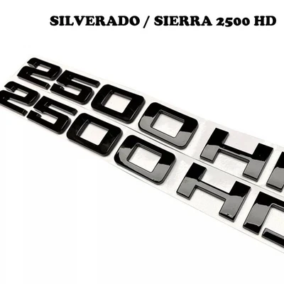 2X FRONT DOOR EMBLEM GLOSS BLACK LETTER BADGES FOR SILVERADO SIERRA 2500 HD Foto 1 de 4