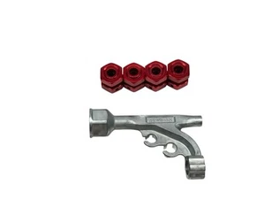 Hexos y tuercas de rueda de aluminio rojo Arrma Kraton 4S 4X4 V2 BLX 17 MM con herramienta hexagonal #15332 - Imagen 1 de 6
