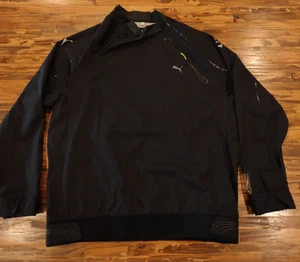 PUMA Windbreaker Men XXL Black Defender Race Spraytop Mock Neck Pullover MinFlaw - Picture 1 of 19