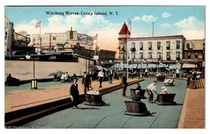 CONEY ISLAND, NEW YORK - VERGNÜGUNGSPARK WITCHING WAVES RIDE - ALTE POSTKARTE - Bild 1 von 2