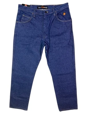 Wrangler FR Jeans Men's 35x32 CAT 2/2112 Relaxed Fit Blue Work Denim FR31MWZ NWT - Image 1 of 4