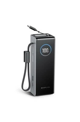 Banco de potência rápido EcoFlow 25000mAh 100W embutido e cabos retráteis compatíveis - Imagem 1 de 4