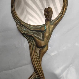 Vintage Jugendstil Deko Handspiegel Französischer Art Deco Dame Messing Spiegel B25 - Bild 1 von 8