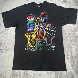 Vintage Chicago Blues Shirt Mens XL Fruit of the Loom Jazz 90s USA Single Stitch - Picture 1 of 15