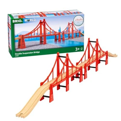 BRIO Double Suspension Bridge 33683 for ages 3 and up. [Toy Wooden Toy Scenery - Image 1 of 4