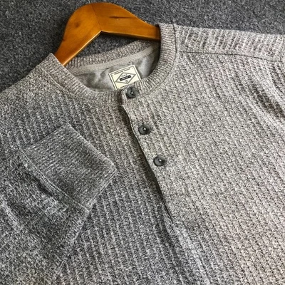 Camisa masculina Henley Next 1982 pequena cinza manga longa texturizada elástica com nervuras - Imagem 1 de 4