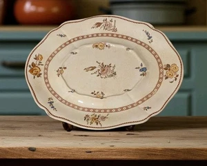 Antique 1875 Ironstone Oval Platter Wedgwood Sèvres Sprigs 14x11" Rare Victorian - Picture 1 of 16