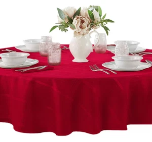 ELRENE ROT KARIERT WEIHNACHTSSTERN WEIHNACHTEN URLAUB POLYESTER TISCHDECKE 90" RUND NEU - Bild 1 von 6