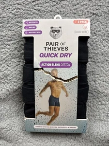 Par de calzoncillos boxer de algodón de secado rápido para hombre Thieves 3pk negros M - Imagen 1 de 4