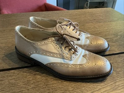 Mocasines Oxford Joan & David de Colección Cuero Blanco + Dorado 38-Hechos en Italia Foto 1 de 4