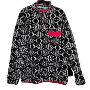 Patagonia Synchilla Fleecepullover L Ikat Fish Snap-T schwarz weiß Damen - Bild 1 von 7