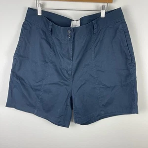 Commonry Chino Womens Shorts Size 16 Navy Button Zip Close Pockets Stretch EUC - Picture 1 of 10