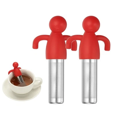 2 Piezas Lindo Infusor de Té, Infusor de Té de Poros Delgados de Acero Inoxidable, Rojo Foto 1 de 4