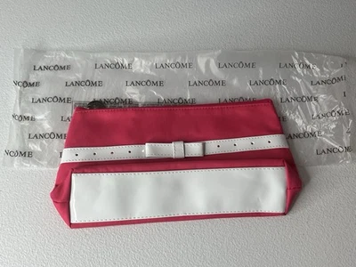 Bolso de Maquillaje Cosmético LANCOME Rosa Caliente con Lazo Blanco NUEVO Foto 1 de 4