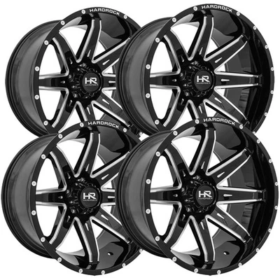(Set of 4) HardRock H502 Painkiller 24x14 5x150 -76mm Black/Milled Wheels Rims Foto 1 de 4