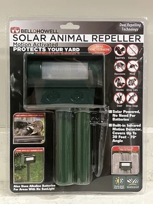 Bell & Howell Solar 30' Repelente Ultra-Sonico de Plagas Animales Activado por Movimiento - ¡NUEVO! Foto 1 de 4