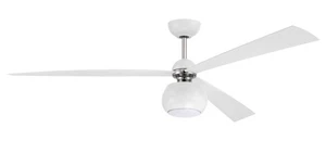 Otto 1-Light 60" Hanging Ceiling Fan in White with Polished Nickel - Picture 1 of 1