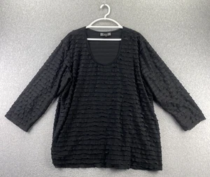 Slinky Marke 3X schwarz Lagenlook Struktur Stretch Strick Tunika 3/4 Arm Top - Bild 1 von 10