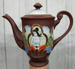 Japanese Satsuma Moriage Tea pot Immortals With Lotus Occupied GEC Replacement - Picture 1 of 16