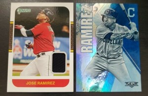 JOSE RAMIREZ 2021 Donruss 1987 RETRO RELIC MATERIAL & 2019 TOPPS FIRE BLUE FOIL.