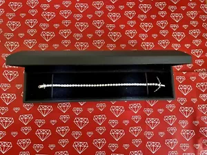 Brazalete de tenis de plata con halo de 4,6 quilates pase de prueba de diamantes creados en laboratorio de 18,5 cm - Imagen 1 de 2