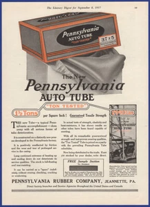 Vintage 1917 PENNSYLVANIA Auto Tube Tire Ephemera Jeannette PA Print Ad - Picture 1 of 1