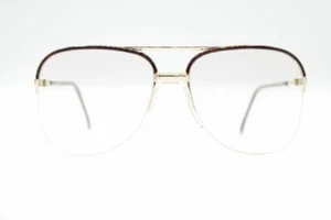 Vintage Panora Optik 15 69 Gold Braun half Rim Glasses Frames NOS - Picture 1 of 6
