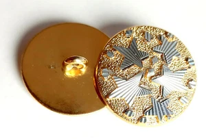 1 Piece Jewellery Button Metal Bicolor Gold/Silver Stars Gomb Botón Düğme Guzik - Picture 1 of 6
