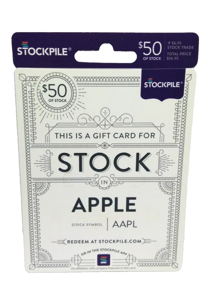 Rare Appl (Apple) Stockpile Stock Trading Card - No Value $50 Gift Card - Image 1 of 4