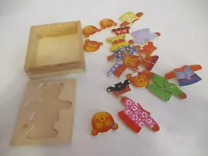 Puzzles-Wooden Bear in a Box-Dress Up Puzzle-Girl-18 Pieces-Complete-As Shown - Picture 1 of 3