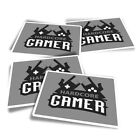 4x Rectangle Stickers - BW - Hardcore Gamer Sign #36360