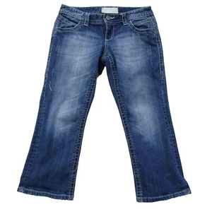 Maurices Womens Cropped Capri Low Rise Denim Jeans Size 3/4 Medium Wash Stretch - Picture 1 of 10