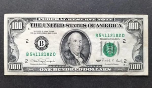 EE. UU. ~ Billete de 100 dólares 1990; CVV/NFB ~ Nueva York ~ B 54112182 D - Imagen 1 de 2