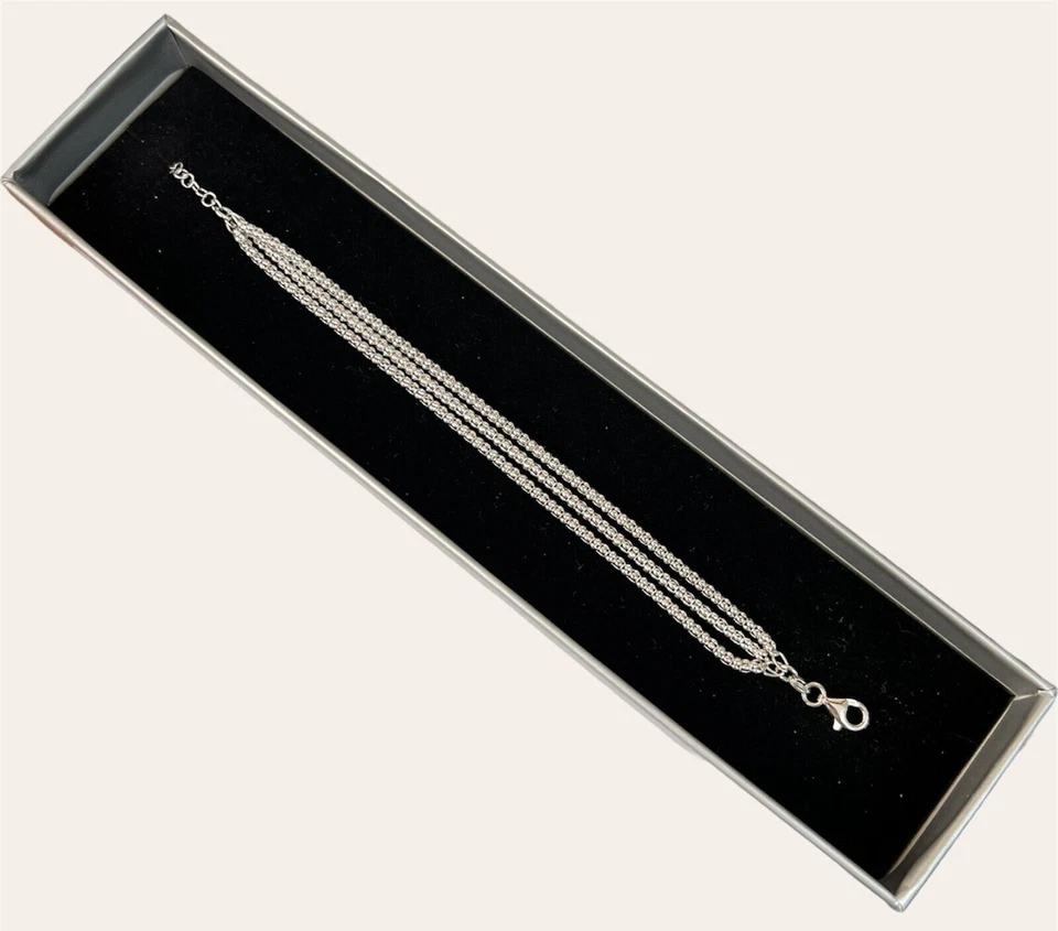 bracciale donna argento 925 rodiato anallergico cordoncino 3 fili - Immagine 1 di 1
