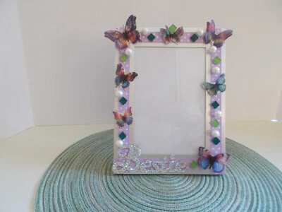 Butterfly Bejeweled  Photo Frame 5" x 7" Photo for Bestie Friend - Image 1 of 3