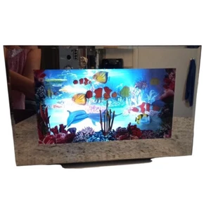 Espejo de luz de movimiento de pared arrecife océano peces delfines exhibición de acuario de colección 15"x10"  - Imagen 1 de 9