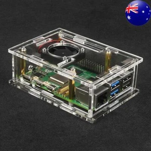 For Raspberry Pi 5 Acrylic Case Transparent Case Protective Shell W/ Cooling Fan - Afbeelding 1 van 24