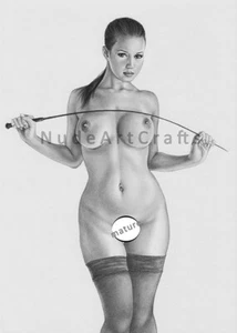 Domina Akt Kunst DRUCK Original Kunst Handzeichnung #161 - Bild 1 von 2