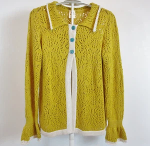 Wildflowers Cardigan Girls Sz 12 Yellow Shimmer Button Front Long Sleeve F19T420 - Picture 1 of 8