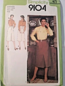 Skirt Shirt 6 8 Simplicity Sewing Pattern 9104 Western Rodeo Button Up UC VTG - Picture 1 of 5