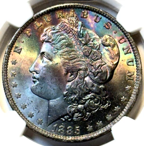1885 O Toned Morgan $💎💎NGC MS 64💎💎Phenomenal Dual Sided Rainbow 💎💎(VIDEO) - Picture 1 of 8