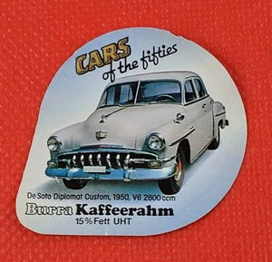 1950 De Soto Diplomat Custom Car Coffee Creamer Tag Lid Trading Card - Picture 1 of 3