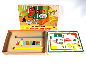 Vintage Schaper Board Game Cat And Mouse Magnetic Chase Complete 480
