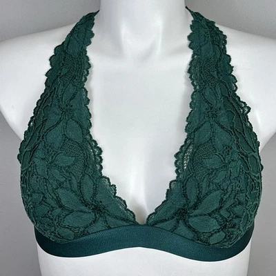 Victoria’s Secret PINK Bra Bralette XL Strappy Criss Cross Back Dark Green - Image 1 of 4