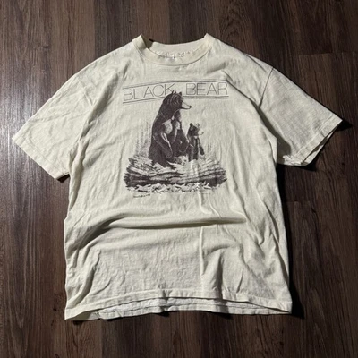Винтажная мужская футболка 1988 Hanes Beefy-T Black Bear с графикой большая футболка Nature - Изображение 1 из 4