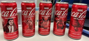 Coca Cola Coke Marvel Thailand Edition Lot 5 Cans Set Empty - Picture 1 of 3