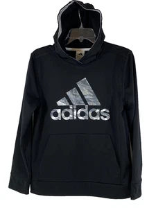 adidas Women's Hoodie Fleece Long Sleeve Black Camo Big 3 Stripe L 14/16 - Picture 1 of 8