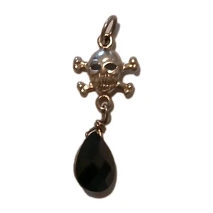 Totenkopf und Kreuz Knochen Edelstein Sterlingsilber Anhänger Neu ohne Etikett  - Bild 1 von 5