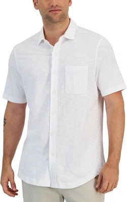 Club Room Men's All Cotton Regular-Fit Textured-Knit Shirt Bright White-XL - Image 1 of 4